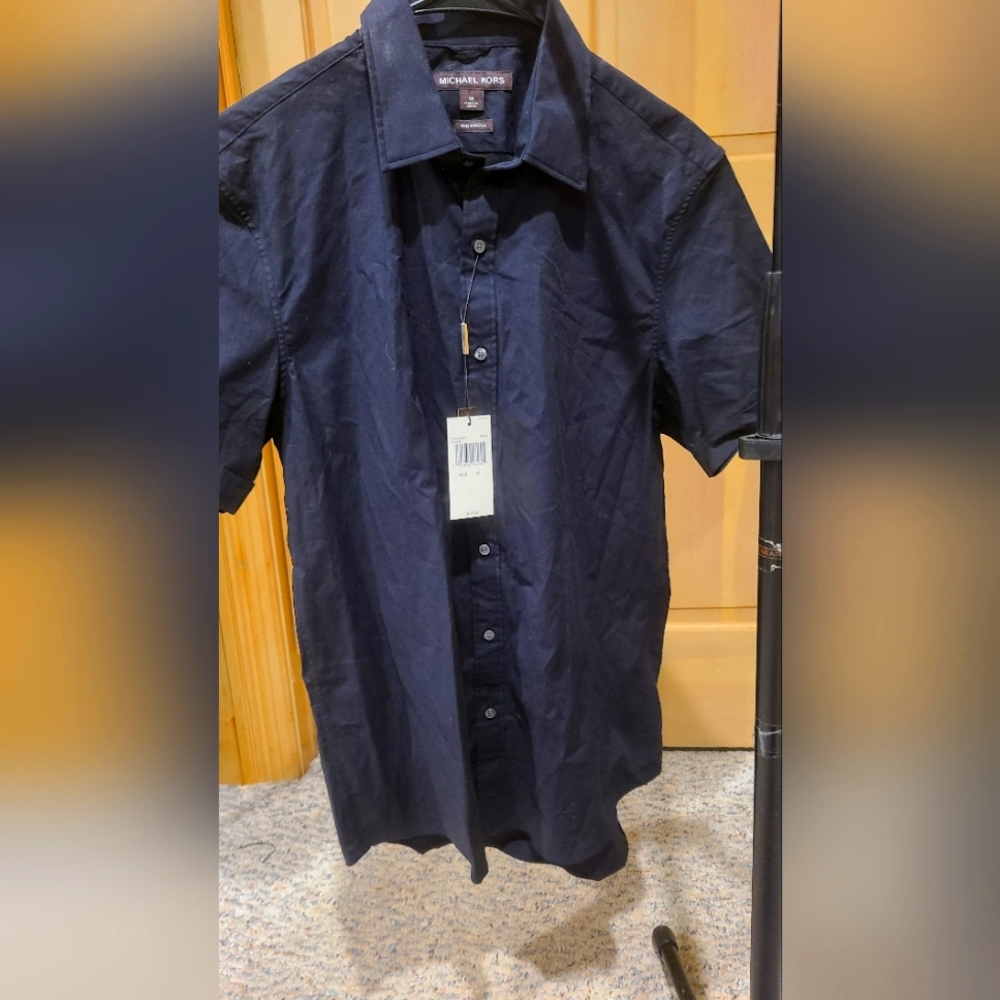 Michael Kors Men's Black Button Short Sleeve